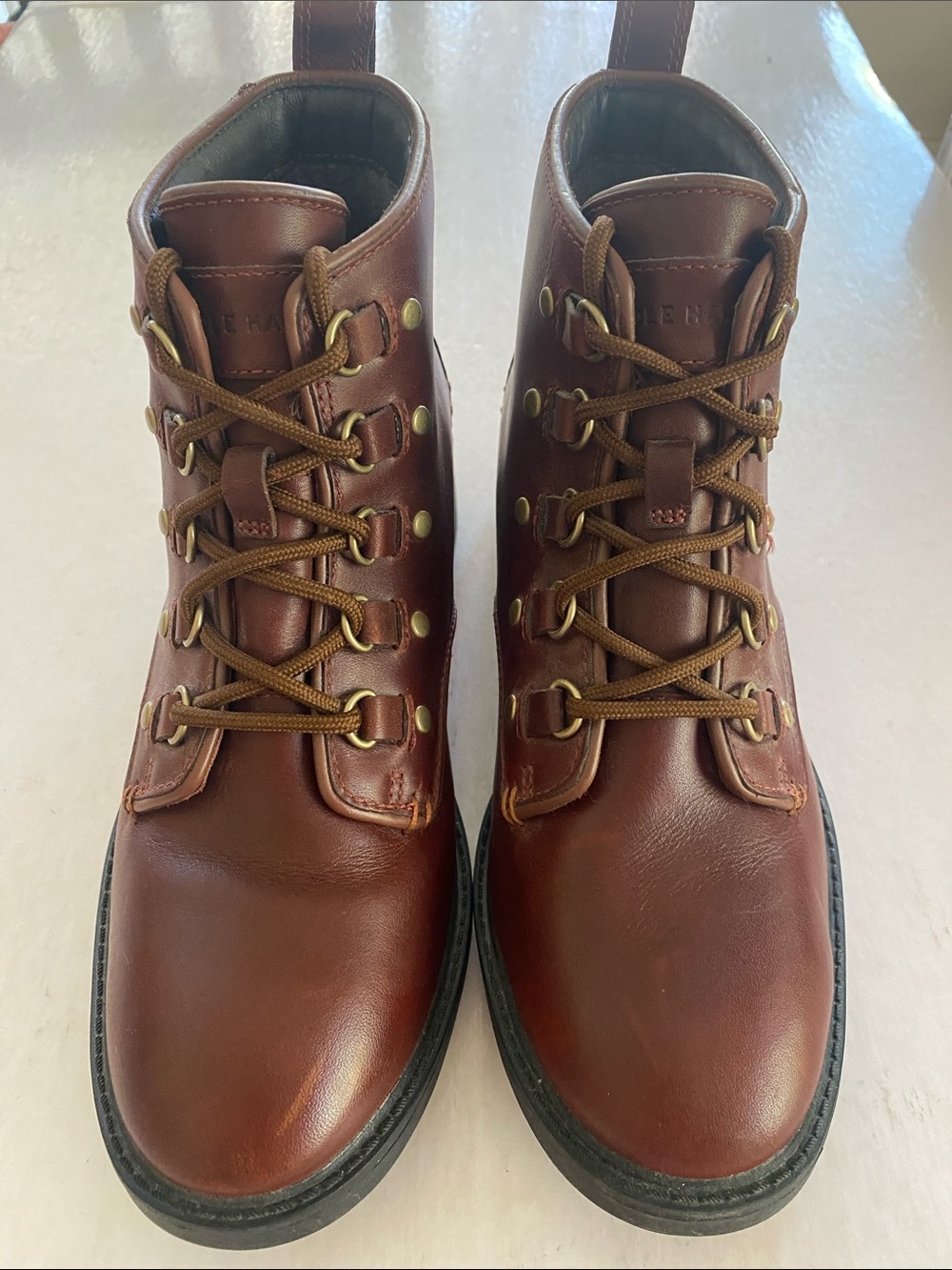 Cole Haan Briana Grand Brown Leather Hiking Ankle Boots Women 7.5B W17958